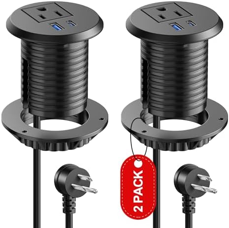 Revolutionize Your Workspace with Our 2-Inch Desktop Power Grommet – Dual USB-C PD 20 W Fast Charging Station, ETL Listed for Safety, 6 FT Cable Included, Perfect for Minimalist Desks and Efficient Power Management