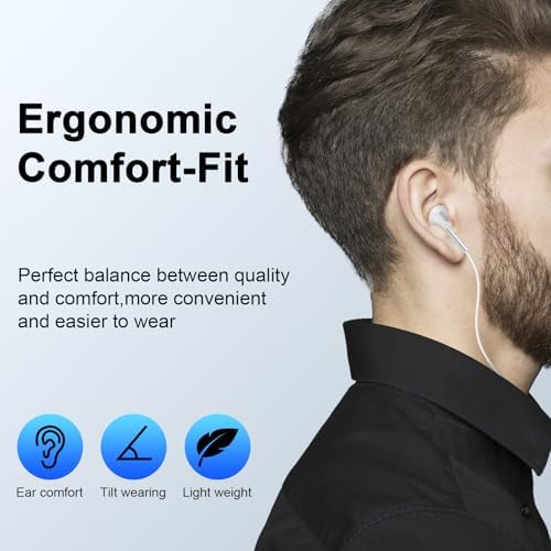 Elevate Your Audio Experience with Premium USB C Earbuds – Dual Pack Wired Headphones for i Phone 16/15 & Samsung Galaxy S Series – Exceptional Hi-Fi Stereo Sound with Built-In Microphone & Convenient Volume Control – Perfect Compatibility with Pixel 9/8/7 for Music Lovers & Active Lifestyles – Durable, Tangle-Free Design for Hassle-Free Use
