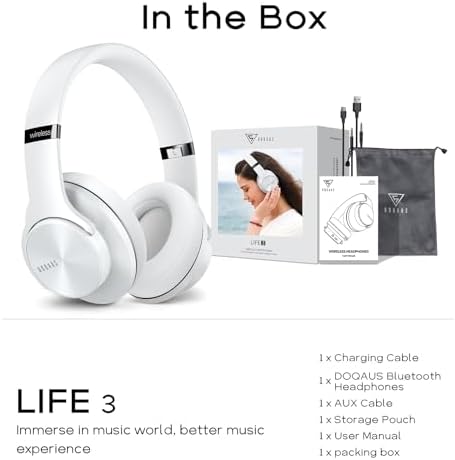 Transform Your Listening Journey with DOQAUS Over-Ear Bluetooth Headphones: 90-Hour Playtime, Tailored EQ Settings, and Superior Noise Cancellation for Unmatched Comfort and Audio Clarity in Music and Calls