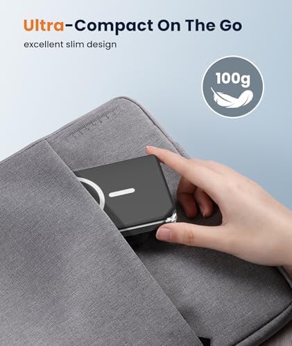 Ultra-Compact Blue Magnetic Wireless Power Bank for i Phone 12-16 Pro Max – 5000 m Ah Fast-Charging Battery Pack with Seamless Attachment for On-the-Go Convenience and Enhanced Compatibility – Essential Travel Accessory for Effortless Energy Backup