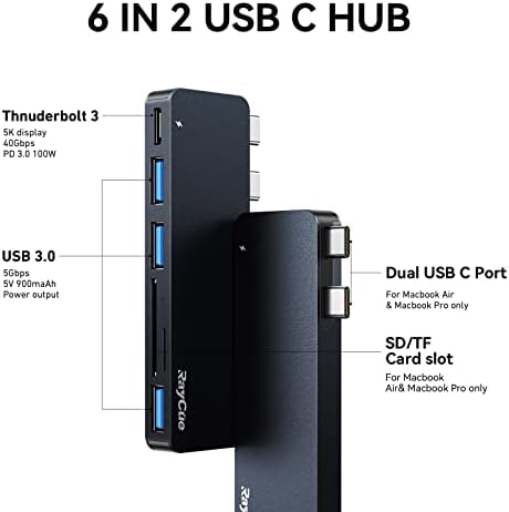 Maximize Your Mac Book Pro Experience with Our Premium USB C Hub Adapter – Multiport Thunderbolt 3 Dongle for 14/16 Inch Models, Effortlessly Connect USB 3.0 Devices and Access SD/TF Cards, Perfect for 2018-2022 Mac Book Air and Pro Users!