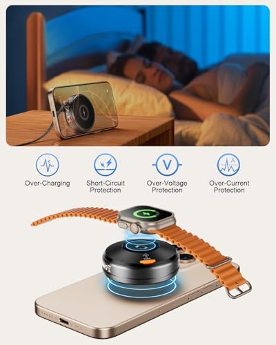 Revolutionary 2-in-1 Retractable Mag Safe Charger for i Phone 15/16 Pro – Ultimate Magnetic Wireless Charging Station for Air Pods & Apple Watch, Compact Travel Design, Fast Charging, Sleek Silver Finish, Enhanced Compatibility for Apple Devices