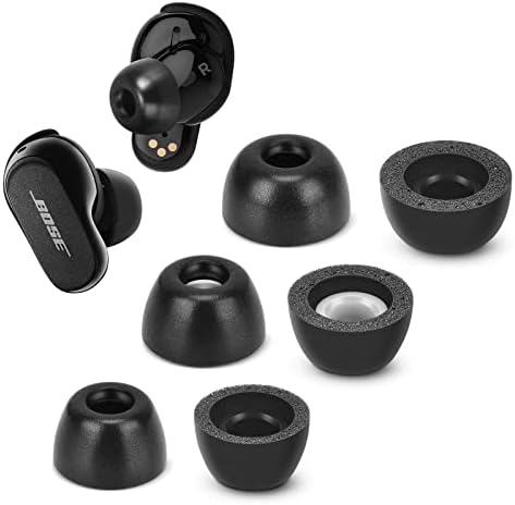 Upgrade Your Audio Journey with Premium Memory Foam Eartips for Bose Quiet Comfort II & Ultra Earbuds – Unmatched Noise Isolation, Comfortable Anti-Slip Fit, Ideal for Charging Case, Pain-Free Listening Experience, Available in S/M/L Sizes (Black) – Elevate Your Sound with Exceptional Earbud Enhancements
