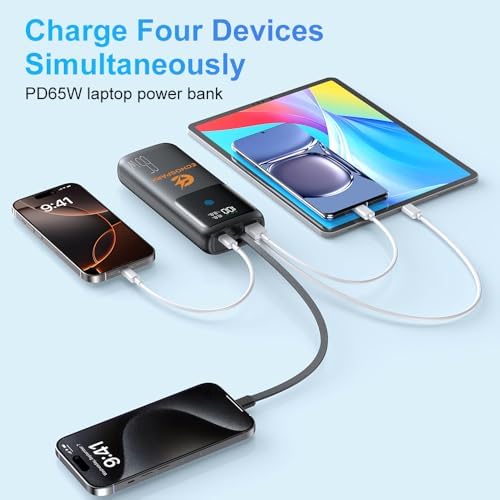 High-Capacity 20000 m Ah Power Bank with 65 W Fast Charging – Universal USB-C Portable Charger for Steam Deck, i Phone 16/15/14, Mac Book Pro, i Pad Pro, Samsung S24, ROG Ally (X) – Lightweight & Durable External Battery Pack with PD3.0 for Rapid Device Charging