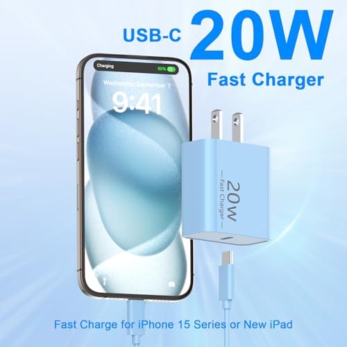 Power Up Your i Phone 16/15: 10 FT Fast Charging Cable Duo with 20 W USB-C Wall Chargers – Ultimate Connectivity for Your i Phone 16 Plus, Pro, Max, and 15 Series – Extended Reach and Rapid Charge Efficiency for On-the-Go Power Solutions