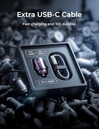 AINOPE 90 W Ultra-Fast Compact Car Charger with Dual USB-C Ports – Innovative Invisible Design for Seamless Integration in Vehicles, Perfect for Samsung Galaxy S25/S24 Ultra Plus & i Phone 16/15/14/13/12 Pro Max – Enhance Your Charging Experience on the Go