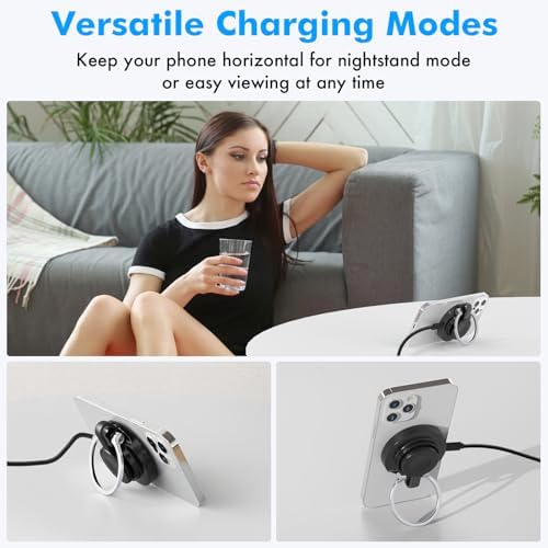 Ultra-Portable 2-in-1 Wireless Charger for Apple Devices – 15 W Qi 2 Certified Magnetic Charging Puck with Built-In Stand for i Phone, Air Pods & Apple Watch – Travel-Friendly Design with Durable USB-C Cable – Streamlined Charging Solution for On-the-Go Connectivity