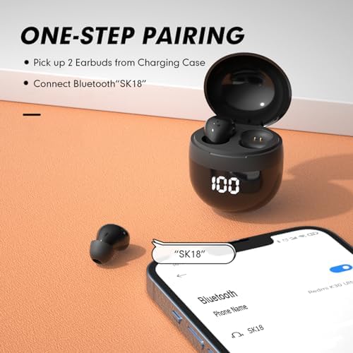 Ultra-Compact Bluetooth Earbuds: Invisible Mini Wireless Earphones for Discreet Listening, IPX5 Waterproof Design Ideal for Small Ear Canals, Ergonomic Fit for Work, Travel, and Relaxation – Enhanced Compatibility and Long Battery Life