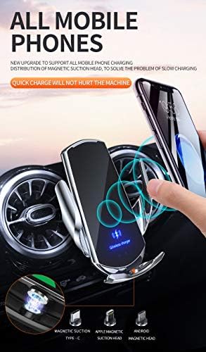 Revolutionary 15 W Wireless Car Charger and Phone Holder – Effortless Automatic Clamping for i OS & Android Devices – 360-Degree Rotatable Air Vent Mount – Stylish Black Finish for Enhanced Vehicle Aesthetics and Convenience