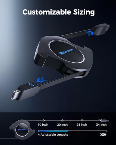 Retractable USB C Cable 2-Pack – 2.8 ft Fast Charging & Data Transfer Up to 60 W for i Phone 16/15 and Galaxy S24 – Compact, Tangle-Free Design with Seamless Compatibility for Apple Car Play & Android Auto