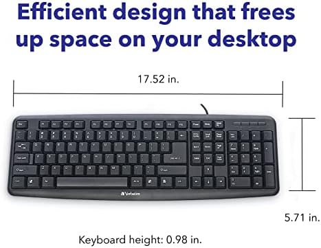 Elevate Your Typing Experience with the Verbatim Slimline Wireless Keyboard – 2.4 GHz Plug-and-Play Full-Size Design with Adjustable Tilt Legs and Numeric Keypad for Ultimate Comfort and Productivity – Perfectly Compatible with PC and Laptop in Sleek Black Finish – Eco-Friendly Frustration-Free Packaging