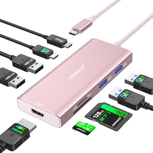 Transform Your Workspace with the Ultimate 9-in-1 USB C Hub Multiport Adapter for Mac Book Pro & Air – High-Speed 4 K HDMI Output, 100 W Power Delivery, and Effortless Connectivity for i Pad Pro, i Mac, and More – Enhance Productivity with 5 USB Ports and SD/TF Card Reader for Seamless Data Transfer and File Access
