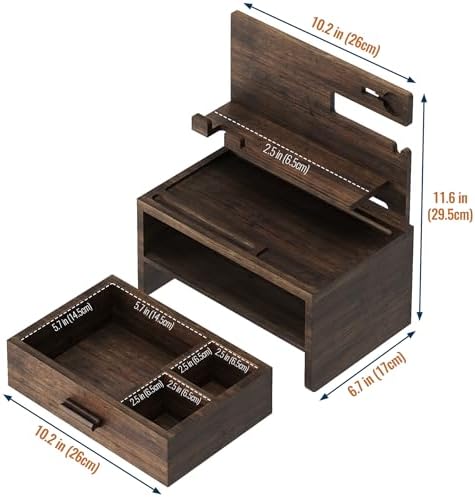 NiHome Wooden Nightstand Organizer for Men, Solid Wood Charging Dock for Smartphone, Smartwatch, Tablet, Wallet, Keys, Glasses, Accessories, Easy Assembly Stylish Design for Classic & Modern Interiors – Enhanced Compatibility and Speed