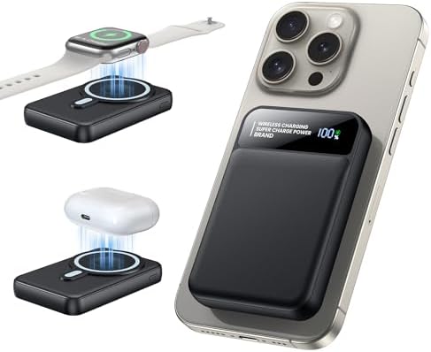 Revolutionary 3-in-1 Magnetic Power Bank 12000 m Ah – Ultra-Fast 22.5 W PD Charging with LCD Display, Wireless Compatibility for i Phone 12-16, i Watch, and Air Pods – Unmatched Portability and Efficiency for On-the-Go Power Solutions