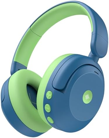 Premium i Clever BTH20 Kids’ Bluetooth 5.4 Headphones with Advanced Active Noise Cancellation – Up to 60 Hours of Playtime, Fast Type-C Charging, and Safe 80 d B Volume Limit – Ideal for Air Travel, Learning, and Entertainment – Award-Winning Kid-Friendly Design in Vibrant Blue for Young Audiophiles