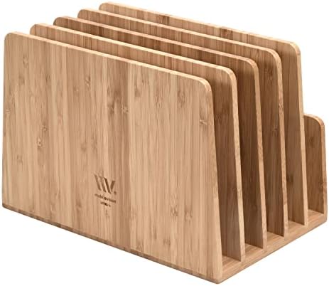 Eco-Conscious Bamboo Multi-Device Organizer: Five-Slot Desk Solution for Laptops, Tablets, and Smartphones – Streamlined Charging & Tidy Cable Management for a Sophisticated Workspace, Lightweight & Travel-Friendly