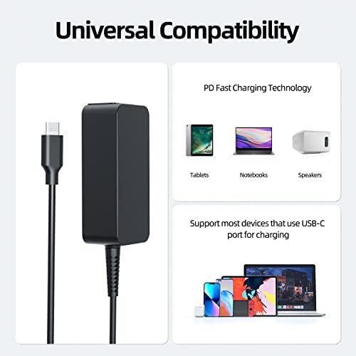 High-Speed 45 W HP Chromebook USB-C Charger – Ultimate Compatibility & Safety with UL Certification for Fast Charging Laptops – 2-Year Warranty & Hassle-Free Returns