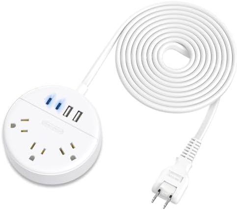 NTONPOWER 10 FT 2 Prong to 3 Prong Power Strip with 4 USB Ports – Wall-Mountable Non-Grounded Outlet Adapter for Enhanced Device Charging and Flexible Placement in Older Homes – 180° Non-Polarized Design for Maximum Convenience and Safety