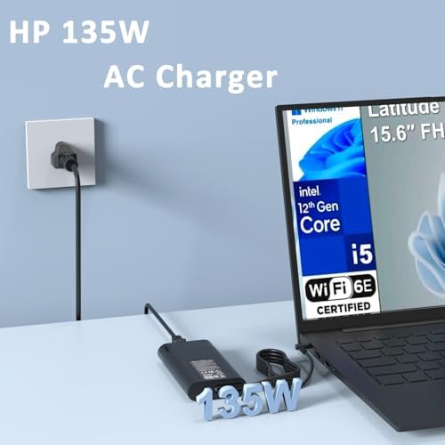 High-Performance 135 W HP Spectre X360 Laptop Charger – Compatible with HP Omen, Pavilion, & ZBook Series – Fast Charging, Enhanced Safety Features, Ideal for Students & Professionals – Reliable Power Adapter with 110-240 V Input, 19.5 V Output – Perfect Replacement for TPN-DA11, L15534-001, and More