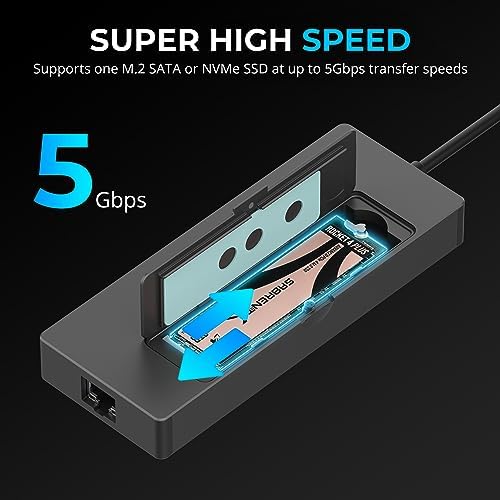 SABRENT 4-Port USB 3.0 Hub with Individual LED Power Switches – Ultra-Slim, Portable Design with 2 Ft Cable for Effortless Data Transfer – Compatible with Mac & PC, Perfect for Home and Office Use