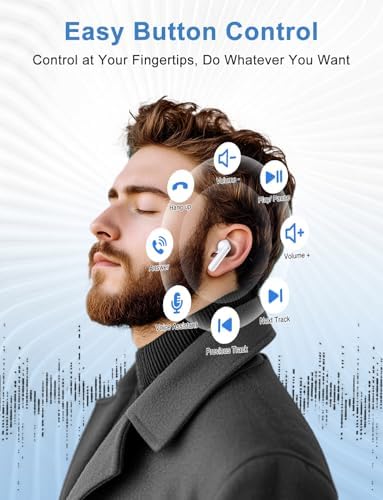 Ivory White Ultra-Light Wireless Earbuds with Bluetooth 5.3 – Premium Waterproof Stereo Headphones for Sports, Daily Commutes, and Hands-Free Conversations – Includes Chic Charging Case for Unmatched Audio Performance On-the-Go