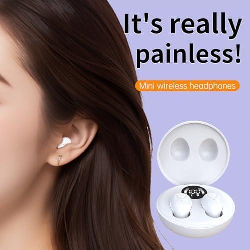 Invisible Mini Bluetooth Earbuds for Small Ear Canals – Ultimate Comfort with Noise Isolation for Work and Sleep – Lightweight Design, Fast Pairing & Superior Audio Quality for Discreet Listening Anywhere