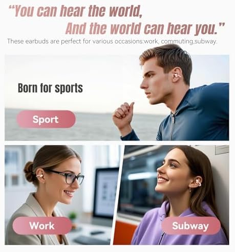 Elevate Your Audio Game with King Lucky Wireless Bluetooth 5.4 Earbuds – Stylish Clip-On Design with Advanced Noise Cancelling, 50-Hour Battery Life, and Waterproof Durability – Perfect for Active Lifestyles, Small Ears, and Glasses Wearers in Trendy Pink. Enjoy Unmatched Comfort, Seamless Connectivity, and Immersive Sound Quality Ideal for Fitness, Daily Commutes, and Casual Listening.