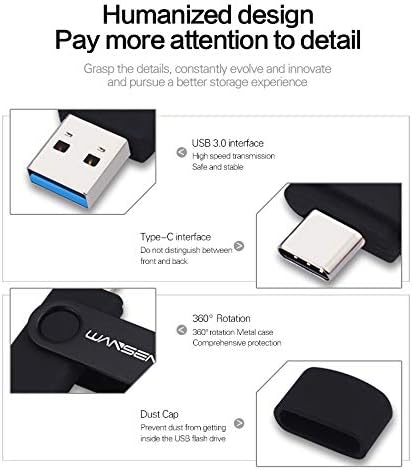Wansenda 128 GB USB C Dual Connector Flash Drive – High-Speed USB 3.0/3.1 Memory Stick for Effortless Data Transfer on Android, PC, and Mac – Compact and Durable Storage Solution for Photos, Videos, and Files
