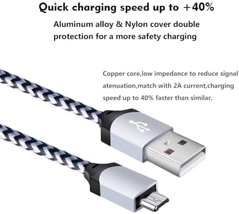 High-Performance Android Phone Charger Set: 4-Pack Micro USB Fast Charging Adapters with 6 ft Nylon Braided Cords for Samsung Galaxy S7, S6 Edge, Note 5, Moto G Series, and HTC – Durable, Tangle-Free Power Solution for Home & Travel