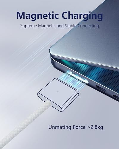 Zeit Nah 140 W USB-C to Magnetic 3 Charging Cable for Mac Book Pro & Air – 2 m Length for Rapid Power Delivery, Enhanced Durability, and Ultimate Convenience in Charging Solutions