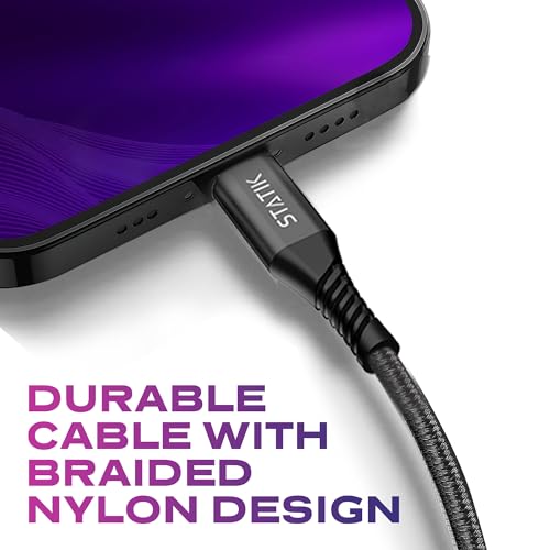 Durable 10 FT USB C Charging Cable for Apple Devices – Statik Durabraid 27 W Fast Charger for i Phone 14 Pro Max, High-Speed Data Transfer with Premium Nylon Braided Design, Enhanced Flexibility and Longevity for Everyday Use