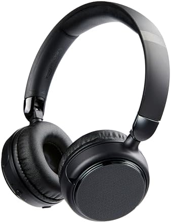 Elevate Your Audio Experience with Amazon Basics Bluetooth Headphones – 35-Hour Battery Life, Collapsible On-Ear Design for Effortless Travel, and Integrated Microphone for Seamless Hands-Free Calling – Exceptional Comfort and Premium Sound Quality for Every Music Enthusiast and Professional