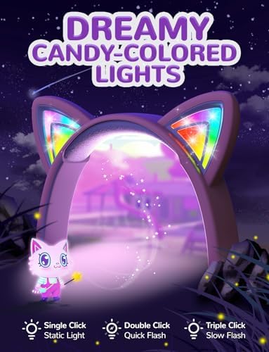 Colorful LED Cat Headphones for Kids – Safe 85 d B Volume Limit, USB-C Compatible, Perfect for Travel & Learning, Premium Stereo Sound for Tablets & i Pads, Durable & Stylish Design
