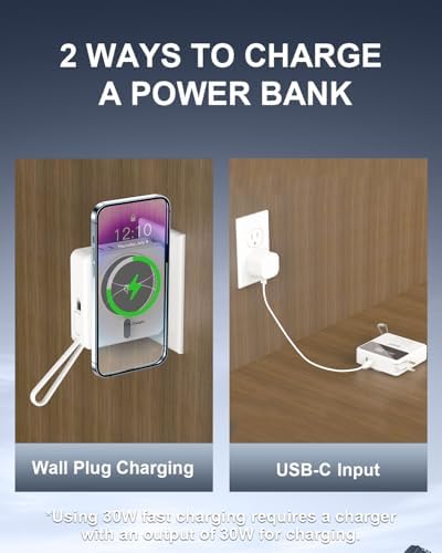 Magnetic 4-in-1 Universal Power Bank – 10,000 m Ah Qi2 Certified Travel Charger with Integrated Cables and 30 W Fast Charging – Versatile Compatibility for i Phone, Samsung, i Pad & More – Sleek LED Display, Built-in USB-C and Lightning Cable, Global Plug Adaptors – Effortless Wireless Charging Anywhere with Enhanced Portability and Efficiency