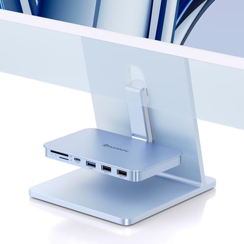 Minisopuru i Mac USB-C Hub for M1, M3, M4 – Ultra-Fast 10 Gbps Adapter with SD/TF Card Slots & USB A/C Ports – Perfectly Designed for 2021/2023/2024 i Mac 24-Inch & Studio Display 27-Inch – Sleek Silver Hub for Effortless Connectivity & Enhanced Performance