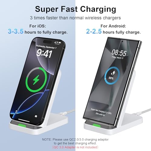 15 W Fast Wireless Charging Stand for Moto G Power 5 G 2024, Edge/Razr 2024, G Stylus 5 G – Compatible with i Phone 16/15, Samsung Galaxy S25/S24 Ultra/S24 FE/S23/S22, Google Pixel 9 Pro/8/7 – Sleek Design with Safety Features for Efficient Charging