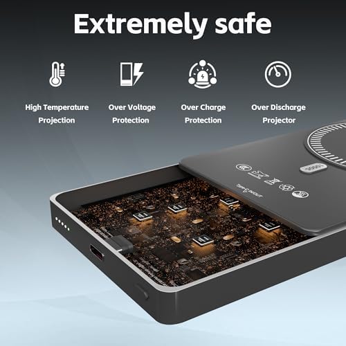 Slim Mag Safe Wireless Power Bank 10,000 m Ah for i Phone 16/15/14/13/12 – Lightweight Magnetic Charger with USB-C, Enhanced Fast Charging & 5 Safety Protections – Perfect for On-the-Go Power and Seamless Connectivity