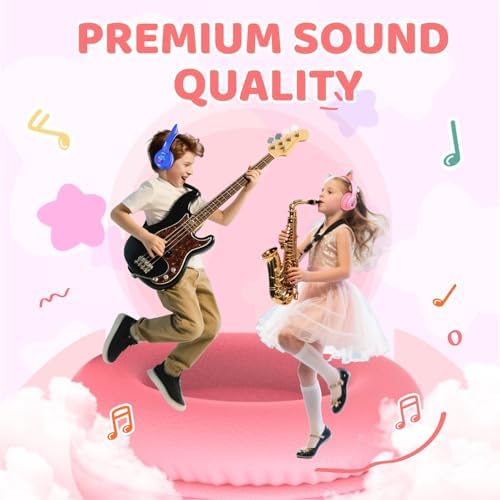 MIDOLA Cat Ear Bluetooth 5.3 Wireless Headphones for Kids – 60-Hour Playtime, Fun LED Illumination, Travel-Friendly Foldable Design with Integrated Microphone – Ideal for Music, Gaming, and Movies on the Move in Stylish Blue