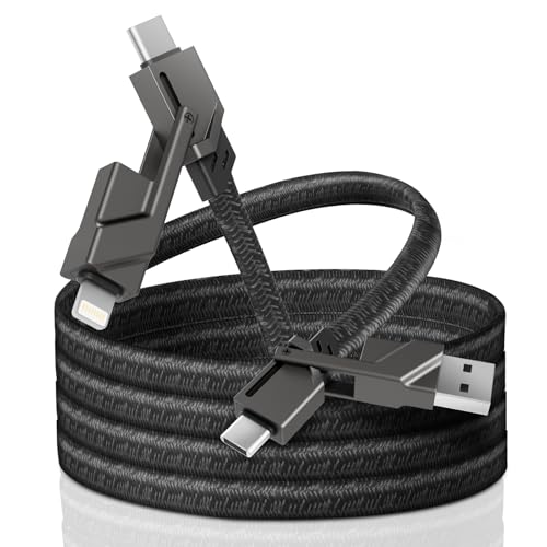 Revolutionary 4-in-1 Multi Charging Cable – 6.6 ft USB A, USB C, Lightning – Ultra-Fast 100 W Power Delivery for i Phone 11-16, i Pad, Samsung & Google Devices – Tangle-Free, Durable Design for Seamless Home, Office & Travel Use – All-in-One Charging & Data Transfer Solution for Ultimate Versatility