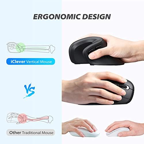 Revolutionize Your Computing with the i Clever TM209 G Ergonomic Wireless Mouse – Vertical Design for Maximum Comfort, 2.4 G Connectivity, and Customizable DPI Settings (800/1200/1600) for Enhanced Productivity on Laptops, PCs, and Desktops – Perfect for Work and Gaming