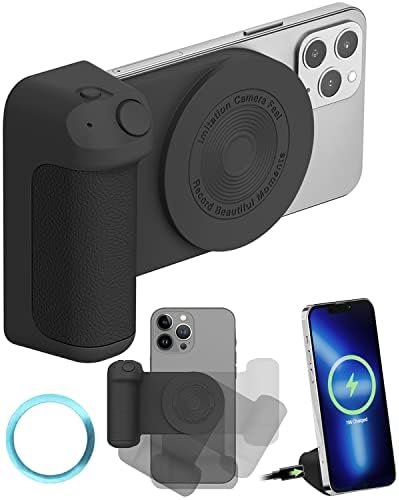Universal Magnetic Phone Mount with Bluetooth Remote Control – Versatile Camera Grip Handle for Enhanced Stability and Effortless Photography – Compatible with All Smartphones Including i Phone 16/15/14/13/12 – Perfect for Selfie Lovers and Video Shooting Enthusiasts – Features Ergonomic Non-Slip Design, 180-Degree Rotation, and Wireless Charging Capability – Compact, Pocket-Friendly Size for On-the-Go Convenience – Includes Magnetic Ring for Non-Magnetic Phones – Capture Stunning Photos Without Worrying About Dropping Your Device – FCC Certified 10 W Adapter and Type-C Cable for Safe, Fast Charging – Elevate Your Mobile Photography Experience with Professional-Grade Stability and Control