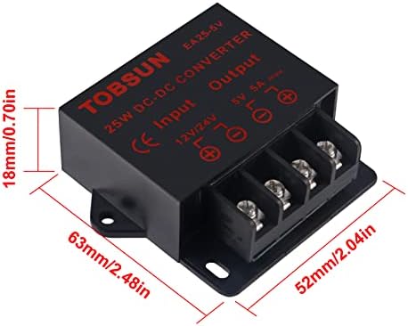 2-Pack 5 A DC-DC Power Converter Module – High-Efficiency Step-Down Regulator to 5 V from 12 V/24 V for Seamless Electronic Integration, 25 W Output for LED Strips and Microcontrollers