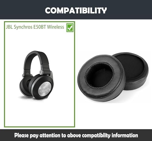 Ultimate Comfort Earpads for JBL Synchros E50 BT Wireless Headphones – Premium Memory Foam Cushions with Breathable Protein Leather for Superior Sound Isolation and Long-Lasting Durability