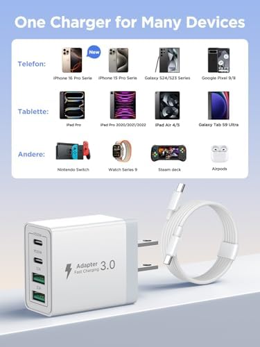 Aiminu 40 W 4-Port USB C Wall Charger Block 3-Pack – Efficient PD Fast Charging Solution for i Phone 15/14/13/12/11/Pro Max, i Pad & Android Devices – Ideal for Home, Travel, and Multi-Device Power Needs