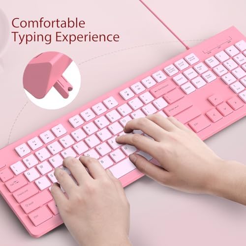 Upgrade Your Typing Experience with the Spill-Resistant USB Wired Keyboard – Low Profile Chiclet Keys, Large Number Pad, and Ergonomic Design for Enhanced Comfort and Speed – Perfect for Professionals and Home Users (Black)