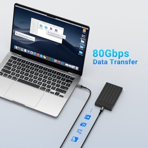 Ultra-Fast 80 Gbps USB-C Charging Cable – 1.5 FT Thunderbolt 5/4/3 Compatible – 240 W Power Delivery for i Phone 16/Pro/Plus/Pro Max & Samsung Galaxy – Dual 8 K/Single 16 K Video Output for Maximum Performance – Unmatched Speed & Durability for Tech Enthusiasts