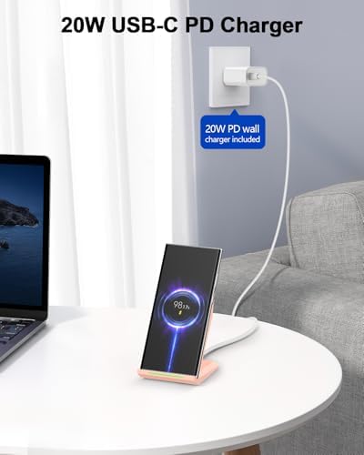 NANAMI Qi-Certified Fast Wireless Charging Stand with QC3.0 Adapter – 7.5 W for i Phone 16 Series & 10 W for Samsung Galaxy S24/S23/S22 – Ultimate Ergonomic Charging Station for Optimal Device Efficiency – Sleek Space-Saving Design for Home and Office Environments – Enhanced Safety Features for Reliable Use