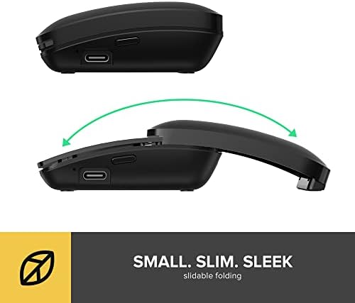 De LUX 2-in-1 Wireless Bluetooth Travel Mouse – Ultra-Quiet Clicks, Dual Connectivity (2.4 GHz & BT5.2), Up to 4000 DPI Sensitivity, Slim & Foldable Design, Rechargeable Battery for Seamless Use on Windows, mac OS, and Android Devices – Perfect for Professionals on the Go