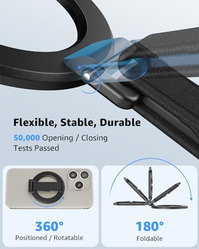 Transform Your i Phone 16/15/14/13/12 with the SUPERONE 2025 Mag Safe Grip – Innovative Removable Ring Holder & Kickstand with Adjustable Finger Strap for Enhanced One-Handed Control, Sleek Black Design, and Unmatched Durability for Everyday Use