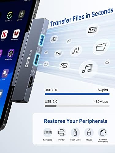 Elevate Your Connectivity: Dockteck 7-in-1 USB C Hub with 4 K 60 Hz HDMI, Lightning-Fast Ethernet, and Advanced Power Delivery – Perfect for Mac Book Air/Pro M1 2020, i Pad Pro 2021, and i Pad mini 6 for Seamless Multitasking and Superior Performance